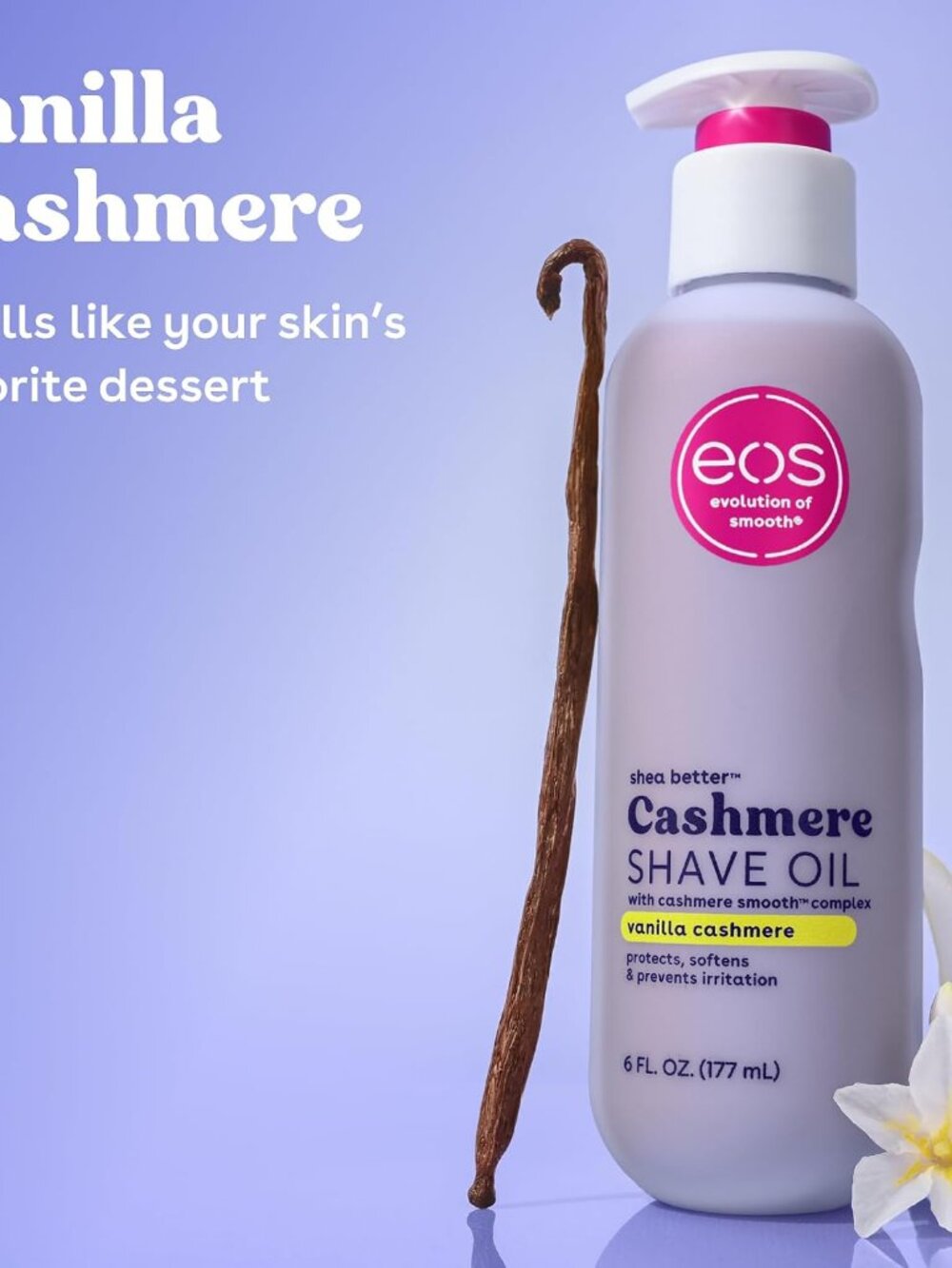 eos Vanilla Cashmere Shave Oil- Moisturizing Natural Shea Butter, 6 fl oz